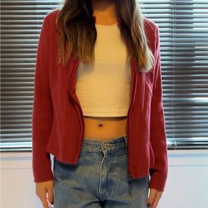Talbots Ribbed Zip Up Sweater